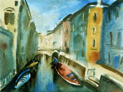 Helmut Lebsak: Venedig, am KanalAquarell. Papier, 48x36 cm