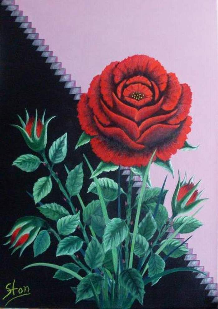 M. Hotte: Big Rose 2013 Technik Acrylmalerei auf Leinwand/Keilrahmen Format: B x H = 50 x 60 cm