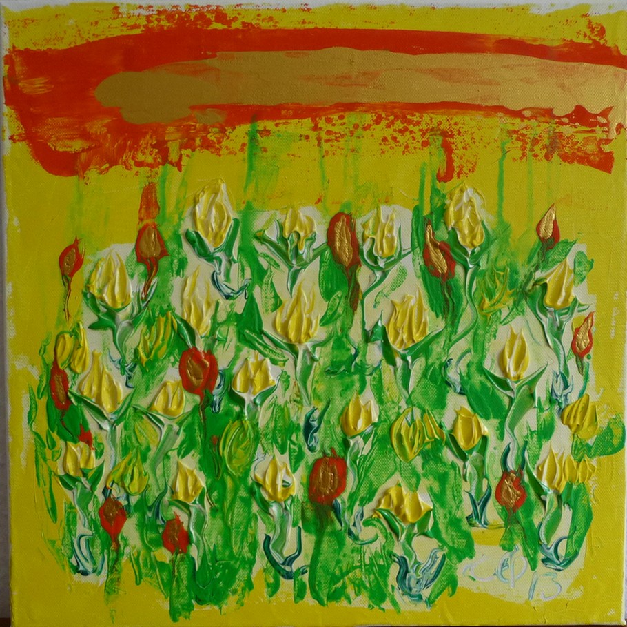 Clever-Nolberto Quiroz: TulpenAcrylfarben auf Leinwand, 40x40 cm