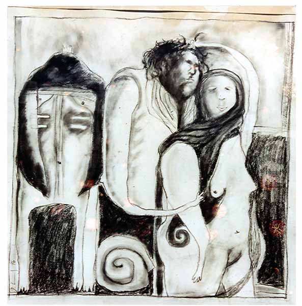 Dagmar Limberg: couple50x60, Kohlezeichnung