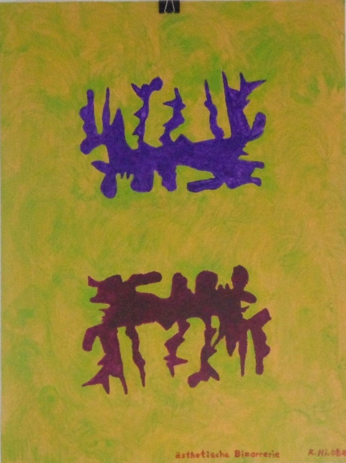 Roland Hirn: Aesthetische Bizarrerie, Masse: 42 x 56cm, Acryl auf PapierAbstrakte Darstellung des Bildtitels (schoene abgestimmte Ausgefallenheit)