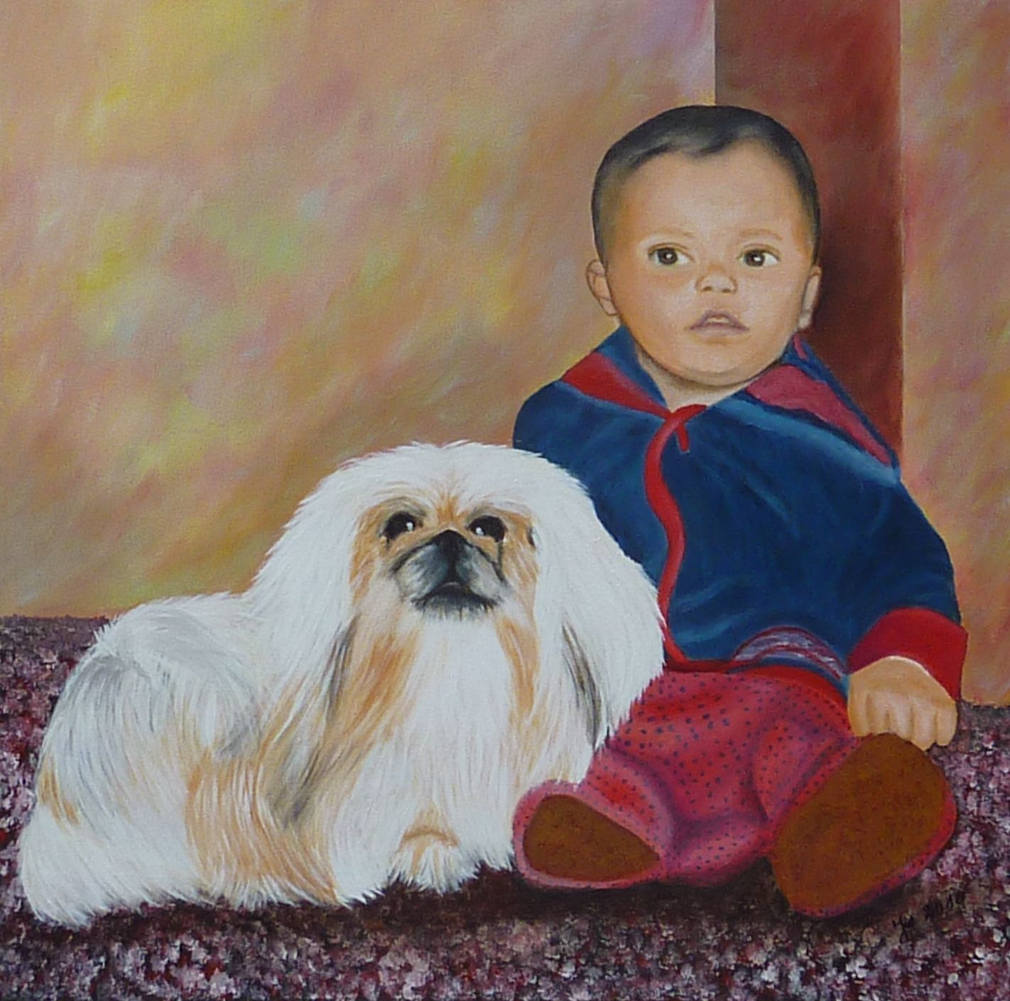 Jutta Wegener: Kind mit PekingesenKind, Hund