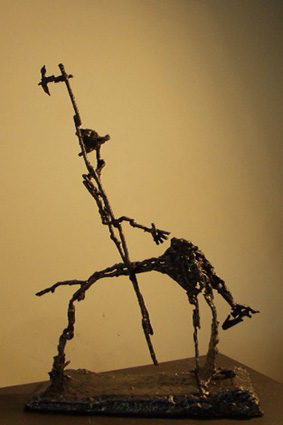 Walter Muertz: Don QuichoteThis is an iron sculpture which has been built up from individual iron elements. The elements were welded individually and partially fused (slag residues are deliberate but also unavoidable).