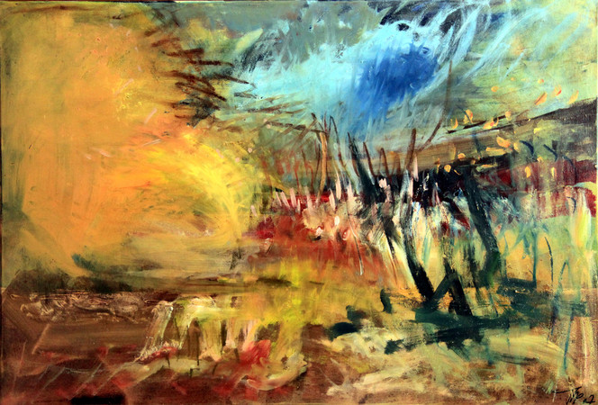 Petra Thalermaier: o.T. - Acryl / Dispersion / Leinwand 100 x 80 VERKAUFT