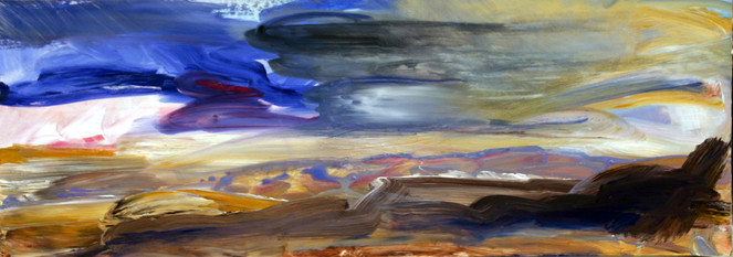 Petra Thalermaier: o.T. - Acryl / Holzfaserplatte 50x150 (Fugenrahmen Buche natur)