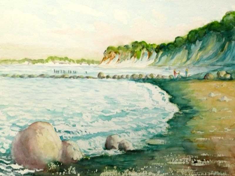 a Seidel: Strand Insel Ruegen Steilkpueste bei GloweAquarell auf Karton A3