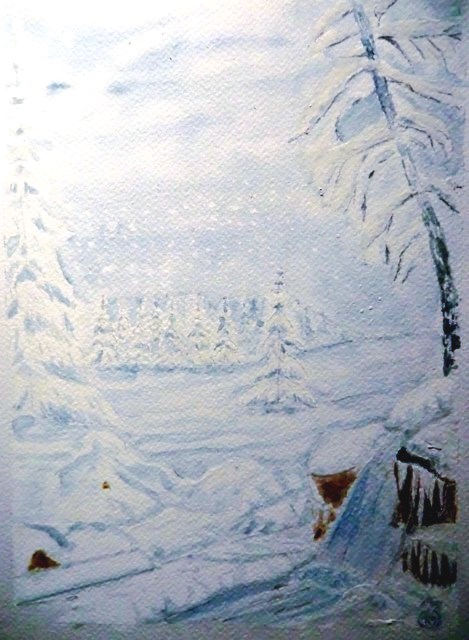 Oskar Ziegler: WinterimpressionenOriginal Aquarell, Erbeskopf, Pfalz, 24 x 32 cm, 300 g/qm, 2015, datiert, signiert, Unikat