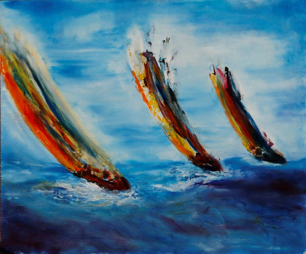 Ulrich Kritzner: Regatta 2Acryl und Oel auf Hartfaserplatte, 50x60, 2012