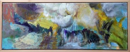 Petra Thalermaier: o.T. / Leinwand - Acryl 80 x 30 mit Buchenrahmen