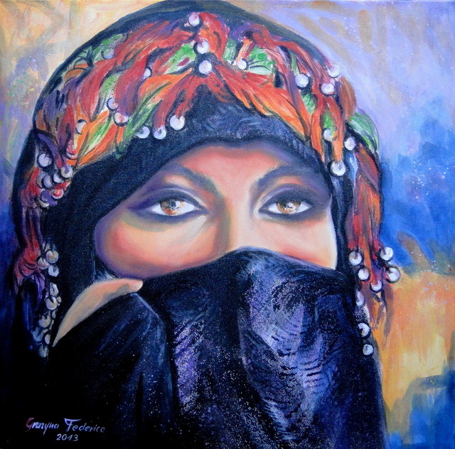 Grazyna_ Federico: Marokkanische Frauen(1)acryl auf 3D Leinwand    50 x 50 cm