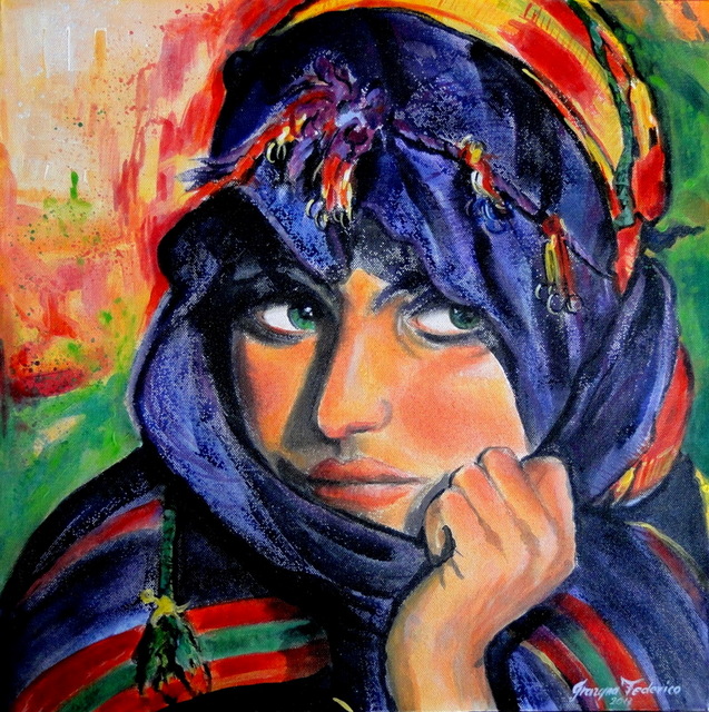 Grazyna_ Federico: Marokkanische Frauen(2)Acryl auf 3D Leinwand    50 x 50 cm