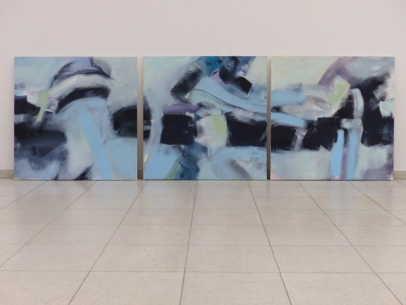 Ursula Adrian-Riess: MetallAcryl auf Leinwand, 2014, 3 Arbeiten je 100 x 100 cm (Gesamtpreis)