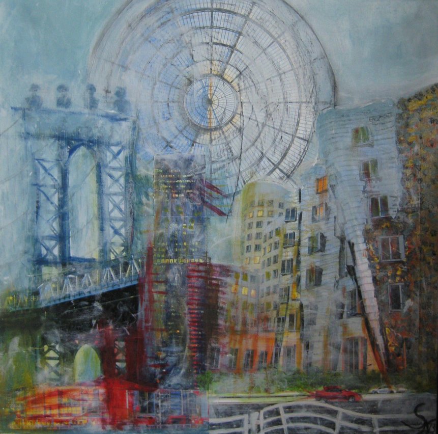 Susanne Neuls: Urbane ImpressionenCollage-Acryl- 60x60x3