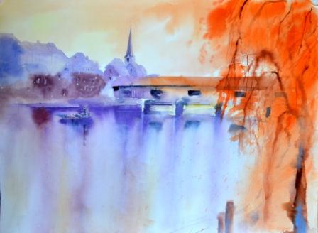  : Alte Holzbr?Aquarell, 76x56 cm, Aquarellb?tten 600gr, ungerahmt