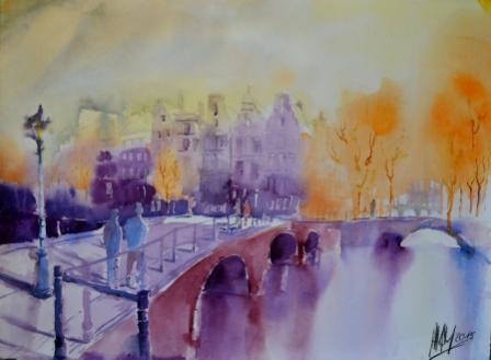  : KaisersgrachtAquarell, 76x56 cm, Aquarellb?tten 600gr, ungerahmt