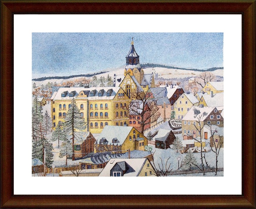 Dieter Jacob: Wiesa/Erzgebirge im WinterAquarell