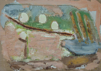 Hans Maas:  Hans Maas o.T. Oel-Karton-Mischtechik Jahr 2013 30x60cm 