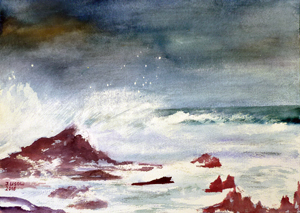 Irina Usova: MeerlandschaftAquarell auf hochwertigem Aquarellpapier 30 x 40 cm., Originalwerk, Unikat, datiert, signiert