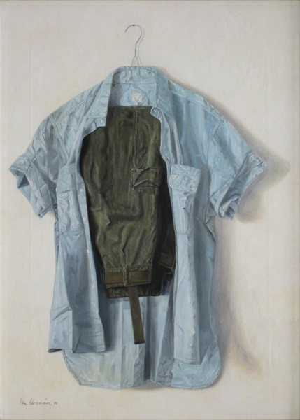 Michael Obermeier: Shirt II (Blue) ▪ Oil on Canvas ▪ 1986 ▪ 70 x 50 cm
