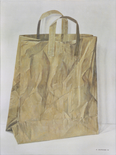 Michael Obermeier: Paper-Bag ▪ Oil on Canvas Panel ▪ 1990 ▪ 40 x 30 cm