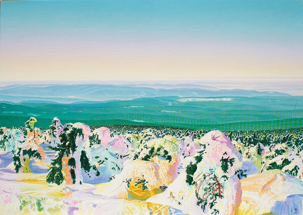 Fred Hahn: BrockenwinterfichtenweiteOil auf Baumwolle, 2007, 85 x 120 cm