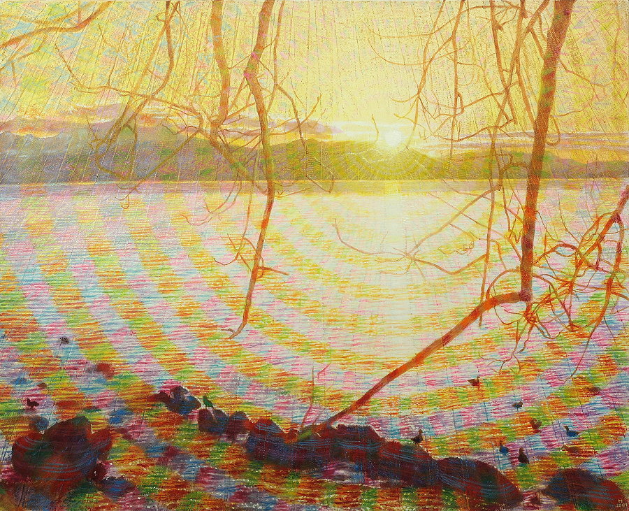 Fred Hahn: Nicht untergehende SonneOil auf verstaerkter Leinwand, 2001, 130 x 160 cm