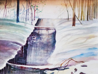 Irina Usova: WinterlandschaftAquarell auf hochwertigem Aquarellpapier 24 x32 cm.