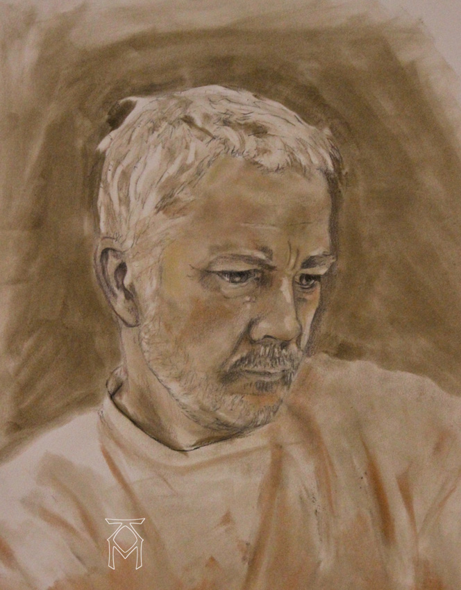 Martin K?: SelbstportraitPortrait mit Pastellkreide auf Papier, 30 x 40 cm, 2015.