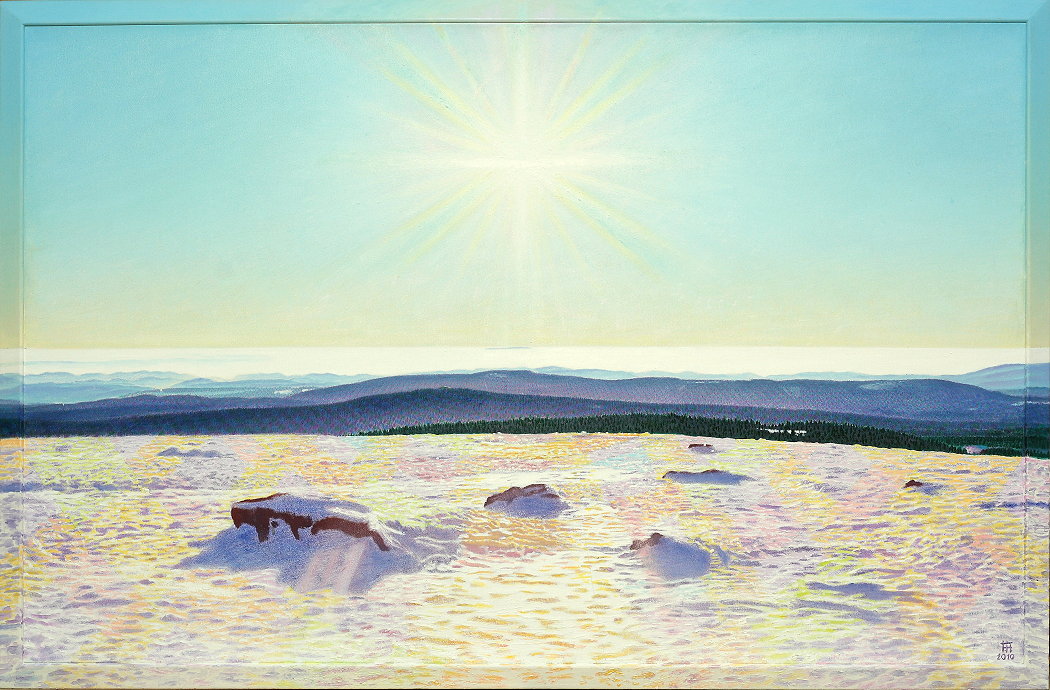 Fred Hahn: BrockenwintersonnenweiteOil auf Baumwolle, 2010, 80 x 125 cm