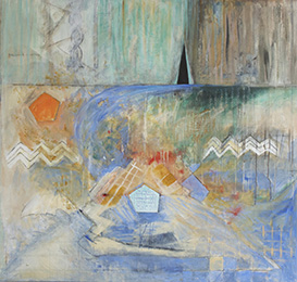 ragnhild lunden: Deep Inside the grand Piano the Hammer bounced( title quotation D. Mason )100x100cm acrylic on linen