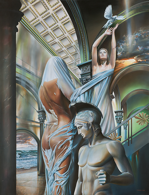 Victor Hagea: Botschaft130 x 100 cm, 2014, Oel auf Leinwand