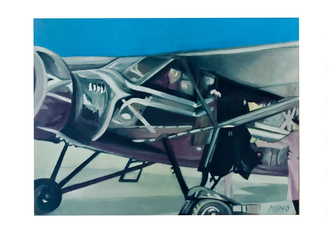 MINO_Stefan Baechler: 1920 Airport AmerikaOil auf Canvas  30 x 40 cm