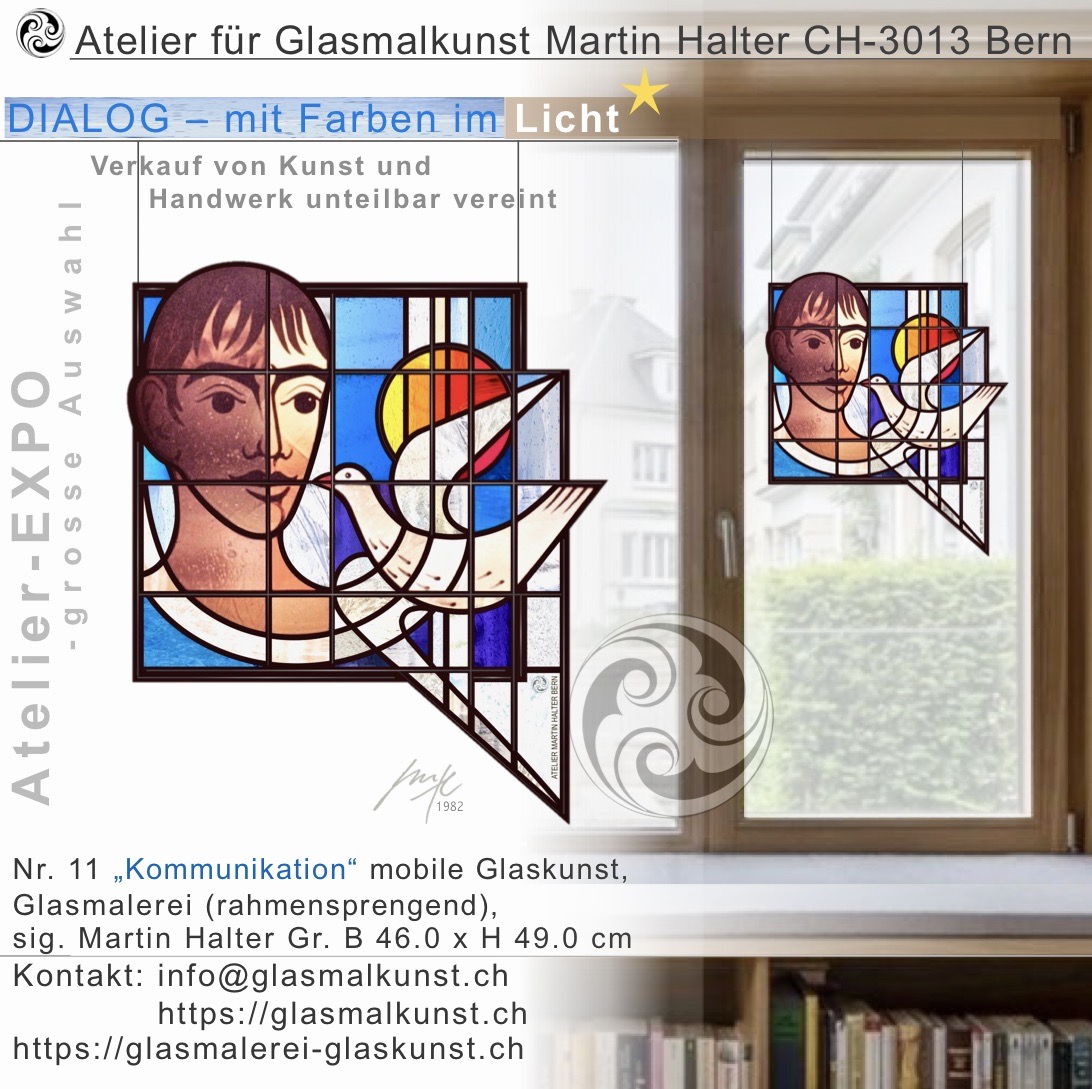 Martin_ART_IN_MARTIN Halter: Mobilde Glaskunst-Inszenierungen Kommunikation Unikat, sig.Glasmalerei