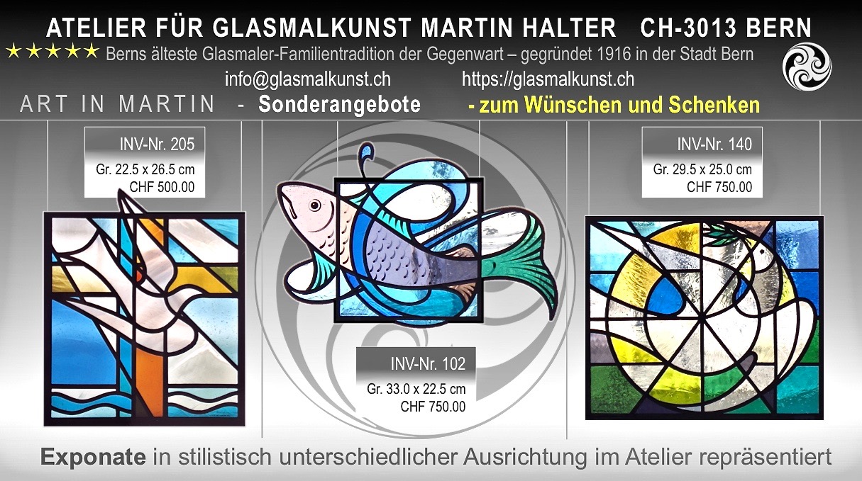Martin_ART_IN_MARTIN Halter: Sonderangebote: Glasdesign mit Farben im LichtGlasmalerei Glaskunst zum Verkauf